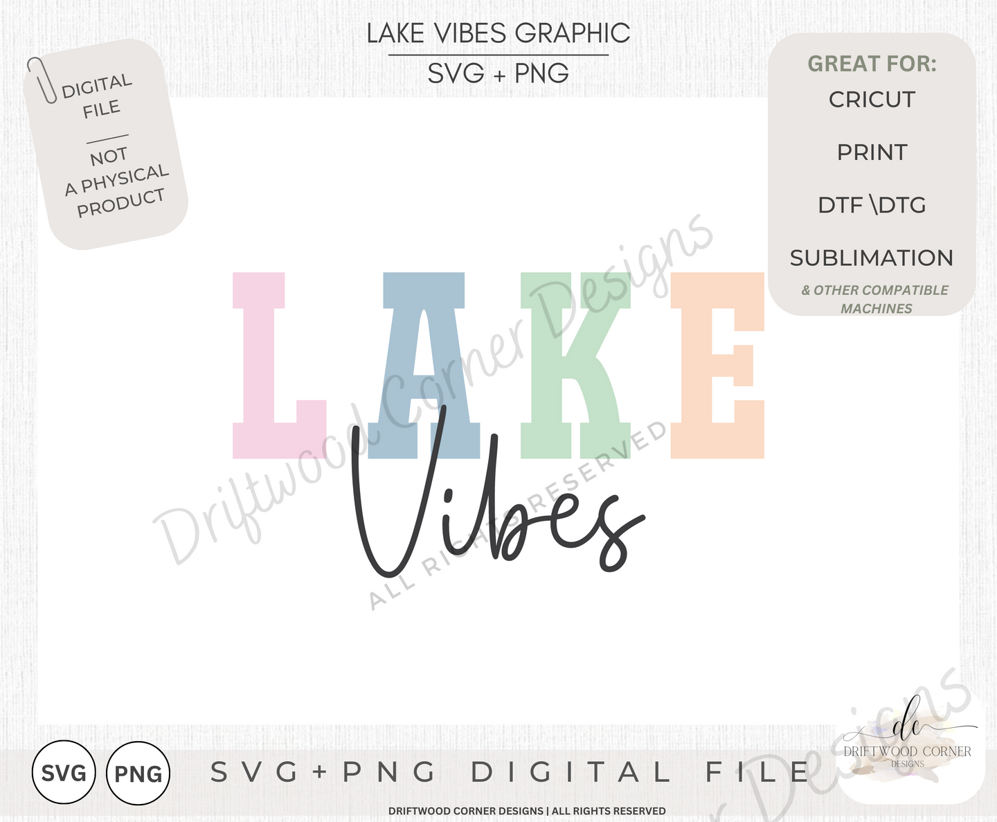 Lake Vibes SVG + PNG Graphic File